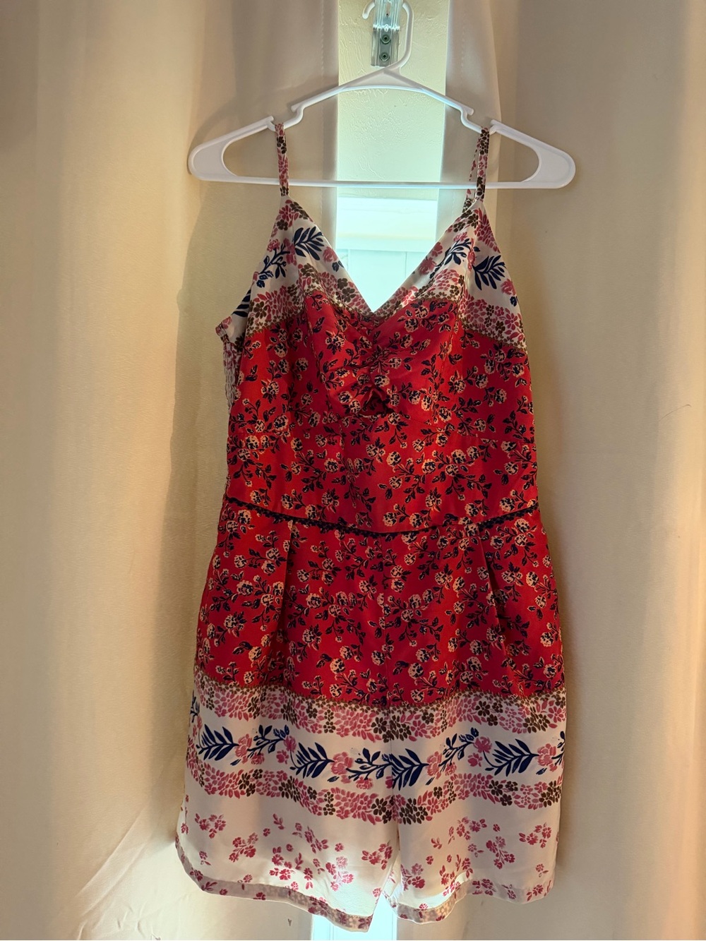 Japna Red Floral V-Neck Mini Dress